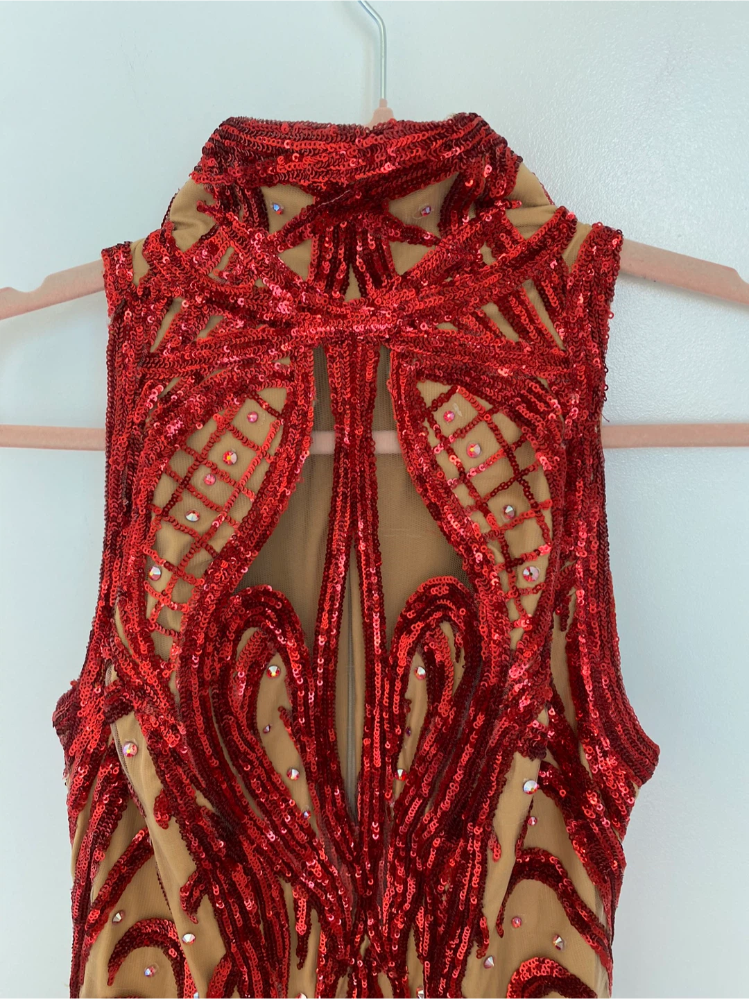 Red Sequin Embellished Evening Gown - Size M - photo 4