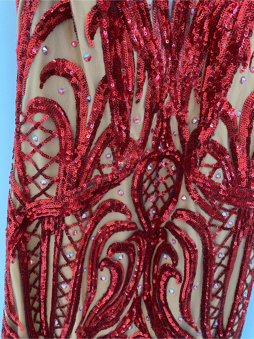 Red Sequin Embellished Evening Gown - Size M - photo 5