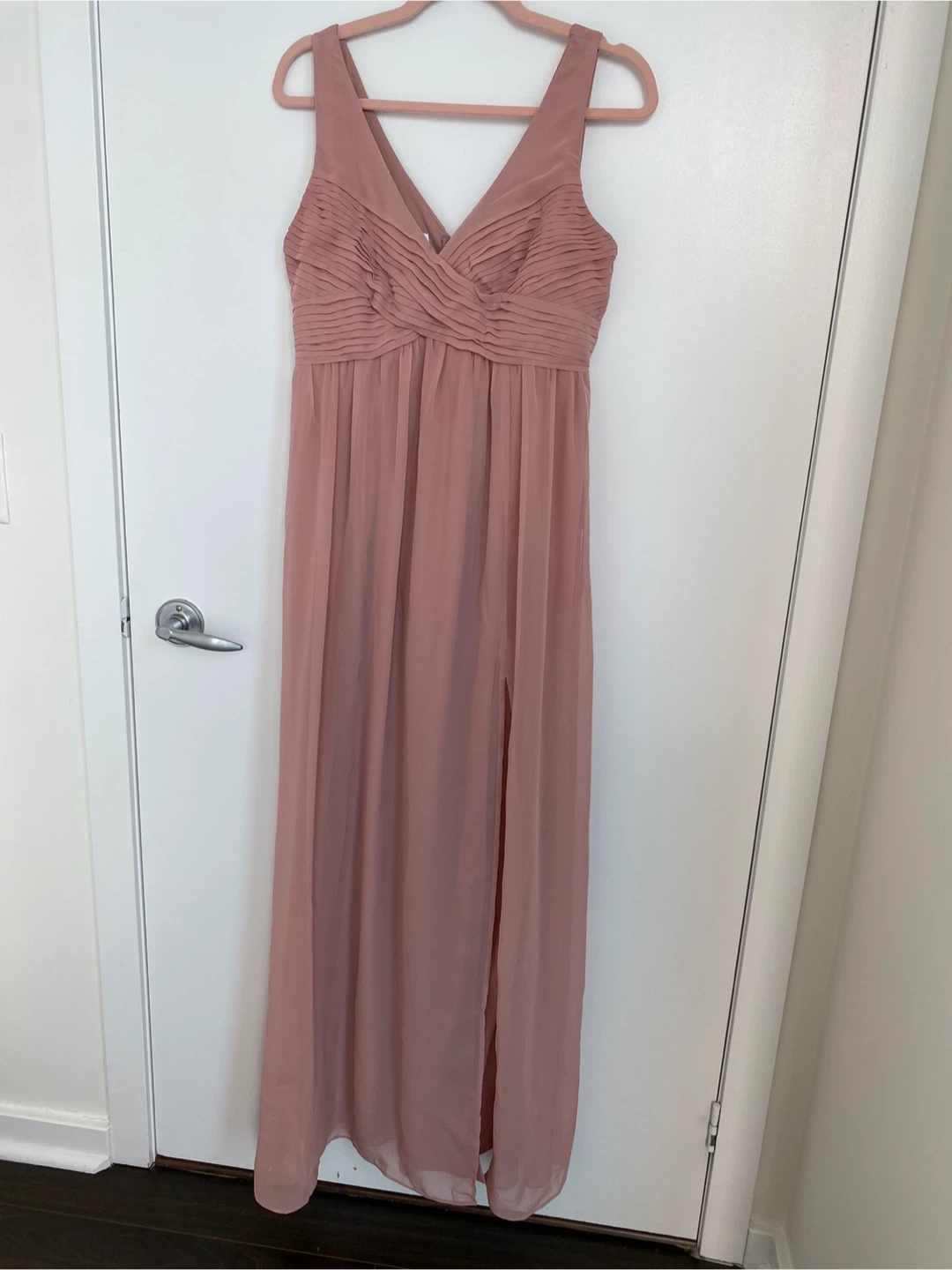 Pink Chiffon Maxi Dress with Slit - size M - photo 2
