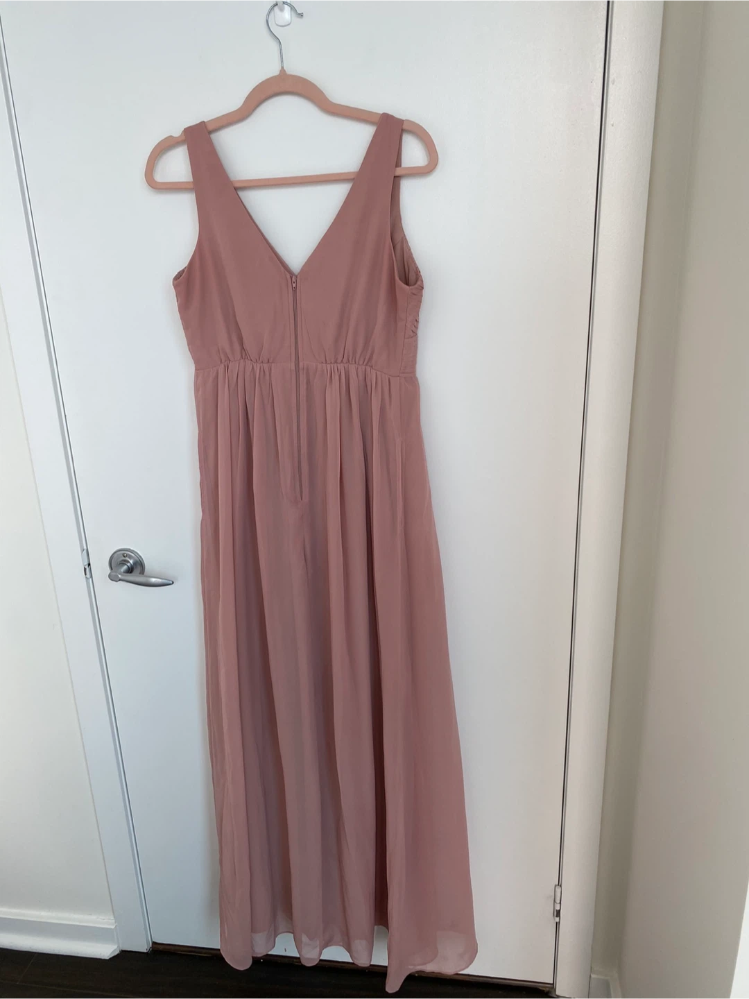 Pink Chiffon Maxi Dress with Slit - size M - photo 3