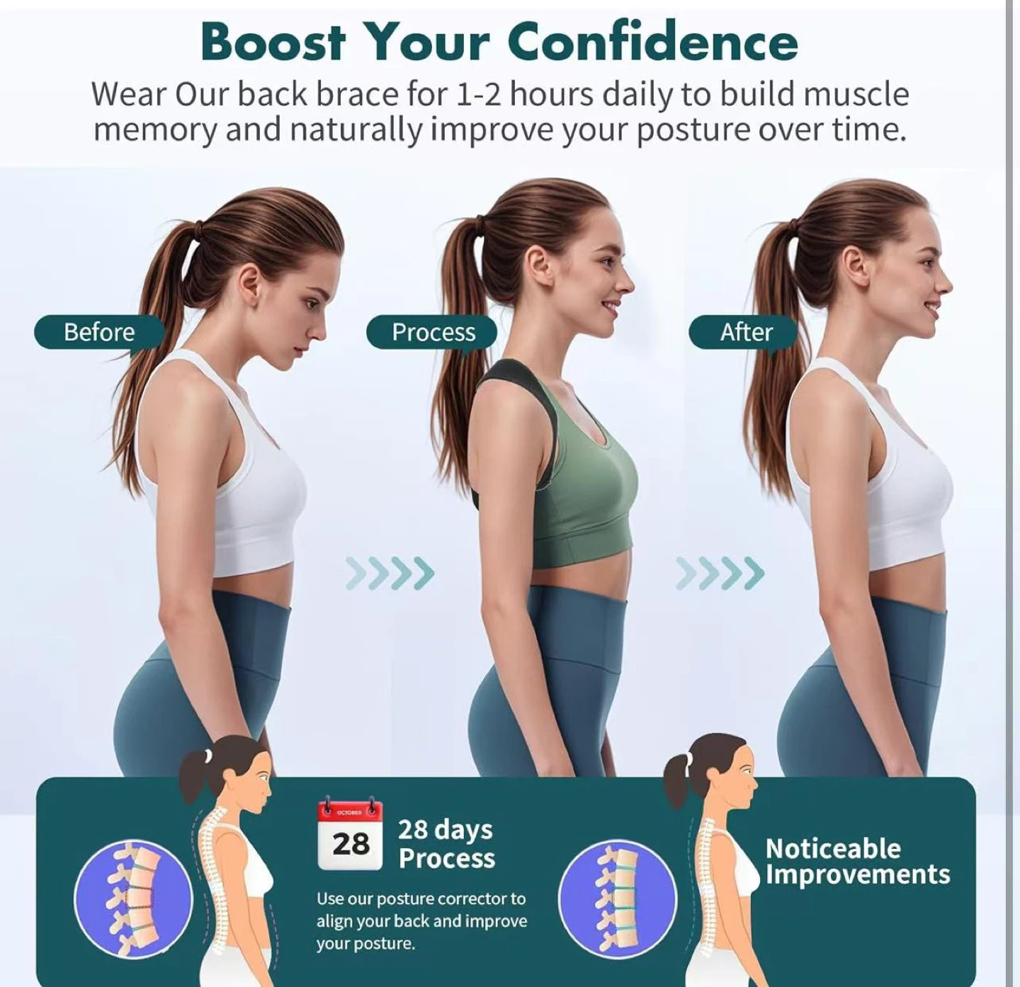 Adjustable Back Brace for Posture Support - photo 4