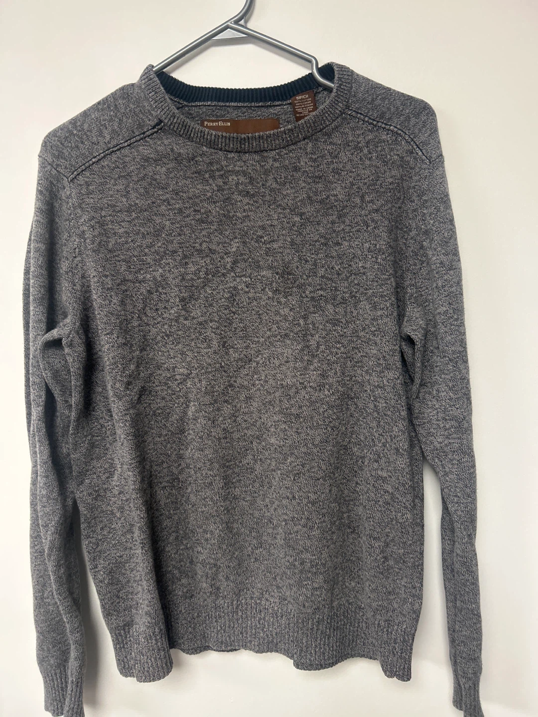 Perry Ellis Men's Crew Neck Sweater - Grey, Size S