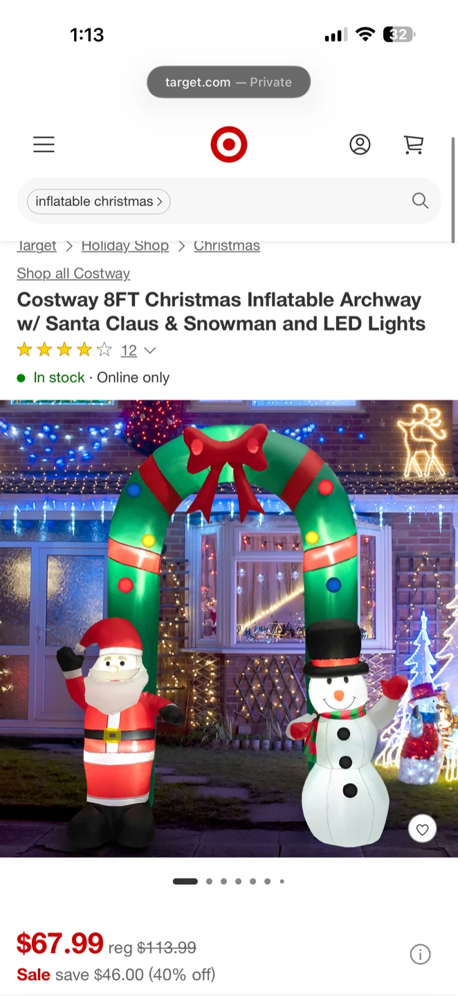 8FT Christmas Inflatable Archway w/ Santa Claus & Snowman