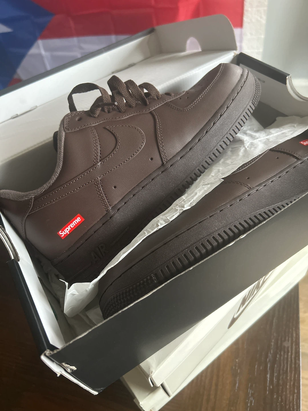 Nike Air Force 1 Low Supreme "Box Logo" Dark Brown - photo 3