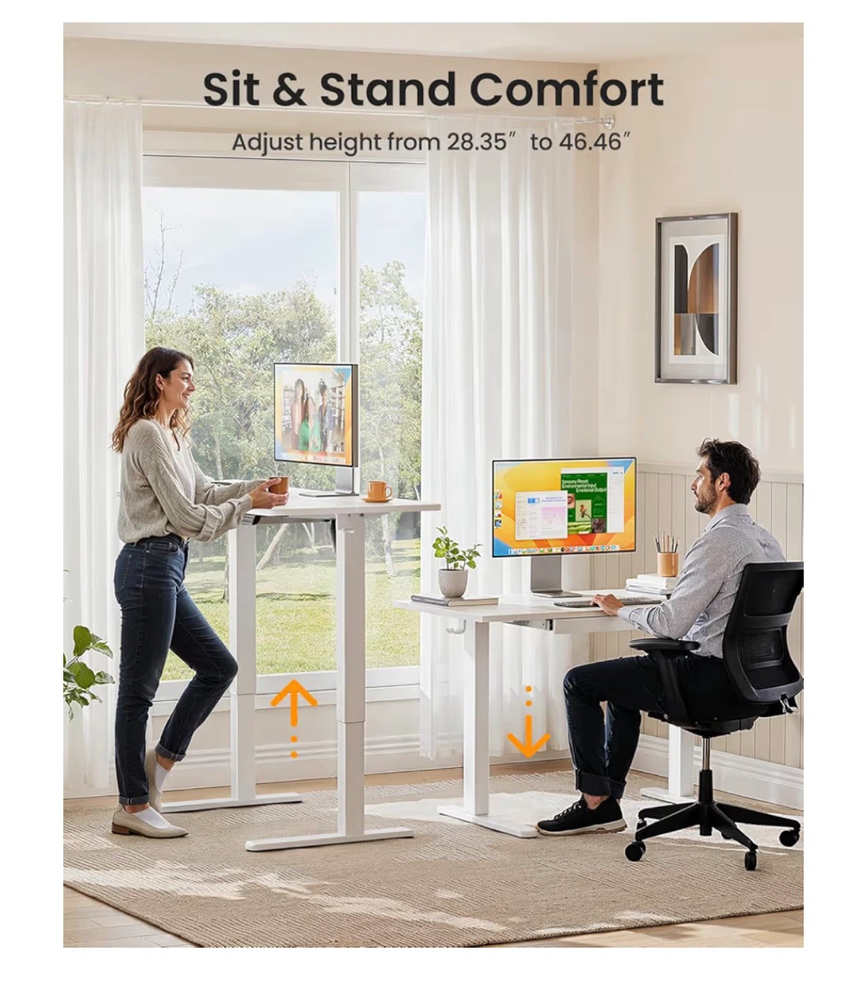 ErGear Electric Standing Desk with Drawers - White - photo 5