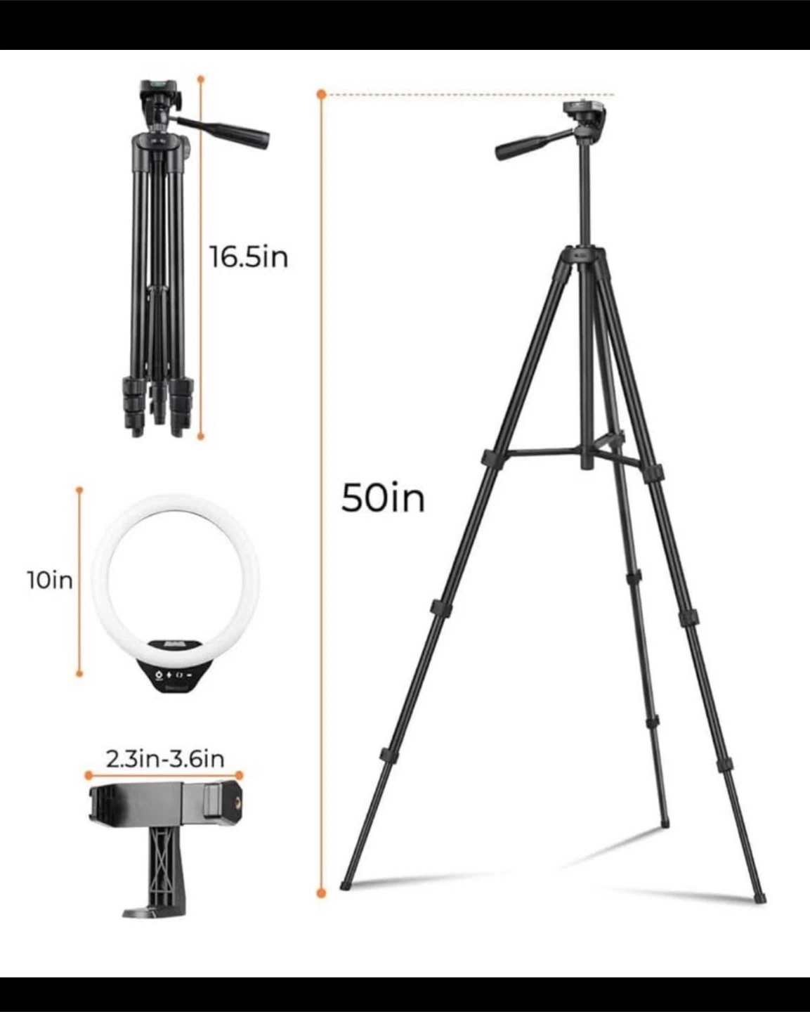 BRAND NEW 10" Ring Light with Tripod TR50 - photo 3