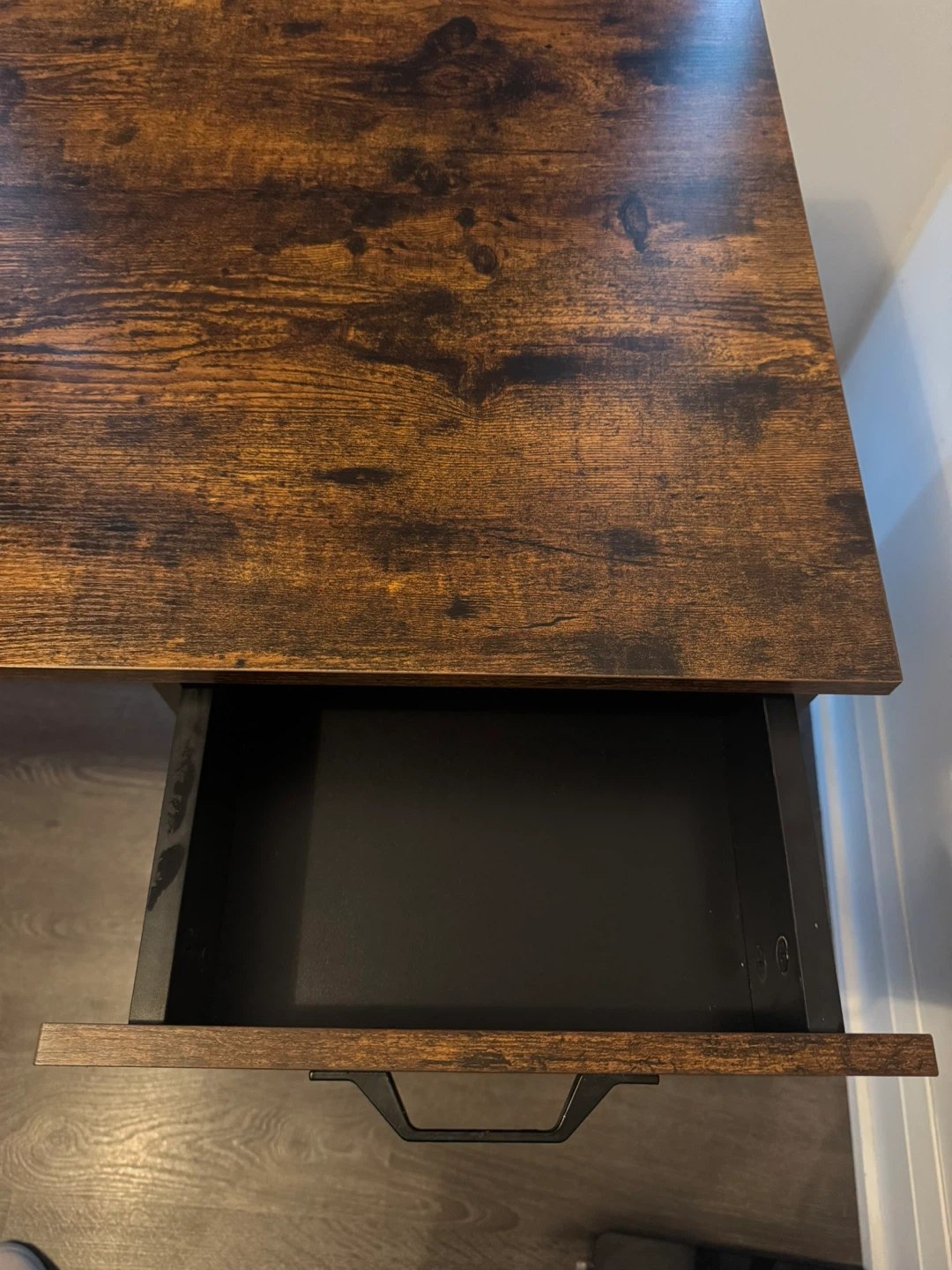 Rustic Wood and Metal Desk with Drawer and Cabinet - photo 4
