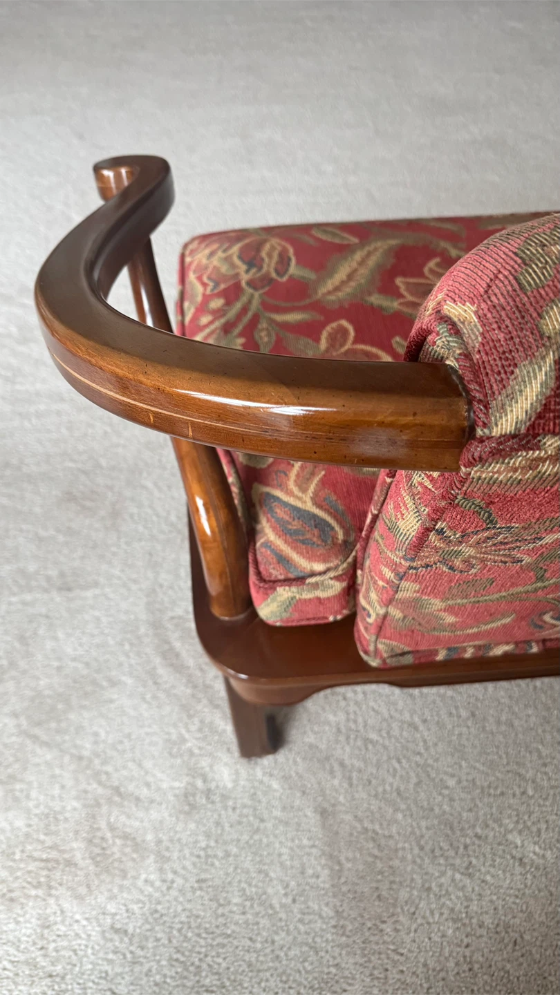 2 set Ornate Arm Chair with Red Floral Upholstery - photo 3