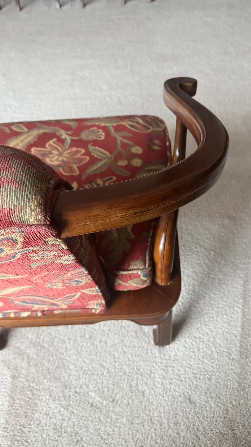 2 set Ornate Arm Chair with Red Floral Upholstery - photo 2