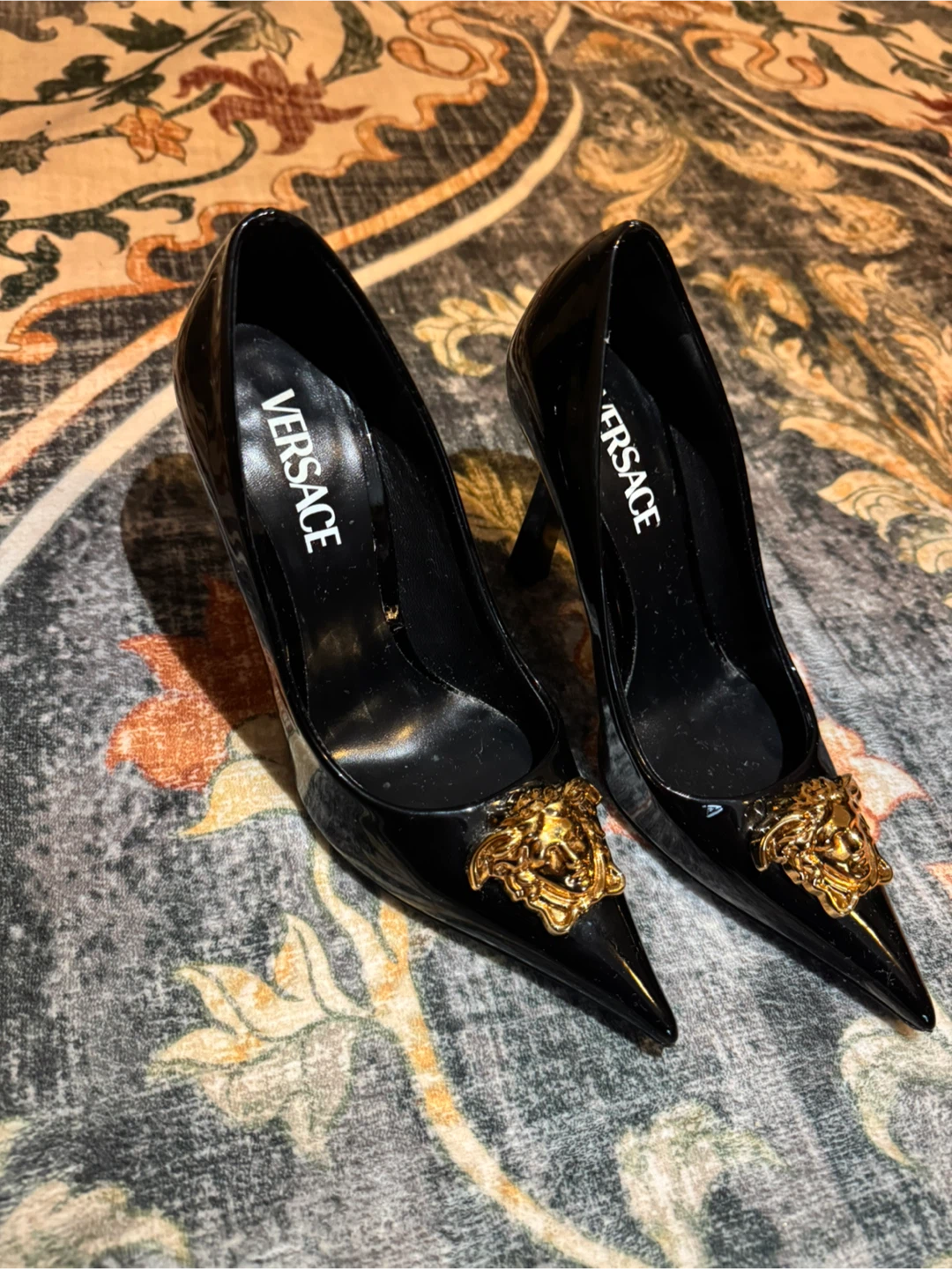 Versace Black Patent Medusa Pumps