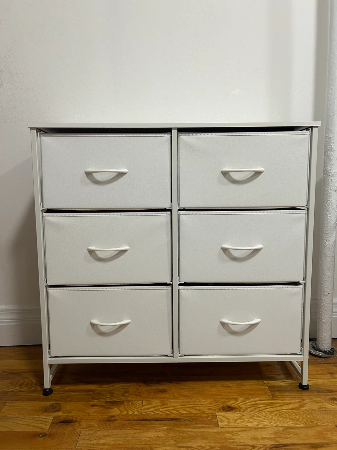 White 6-Drawer Fabric Dresser