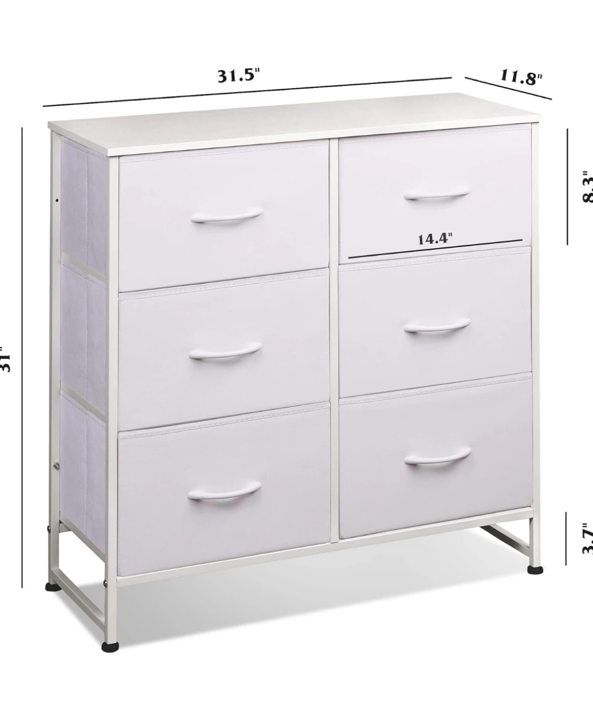 White 6-Drawer Fabric Dresser - photo 4