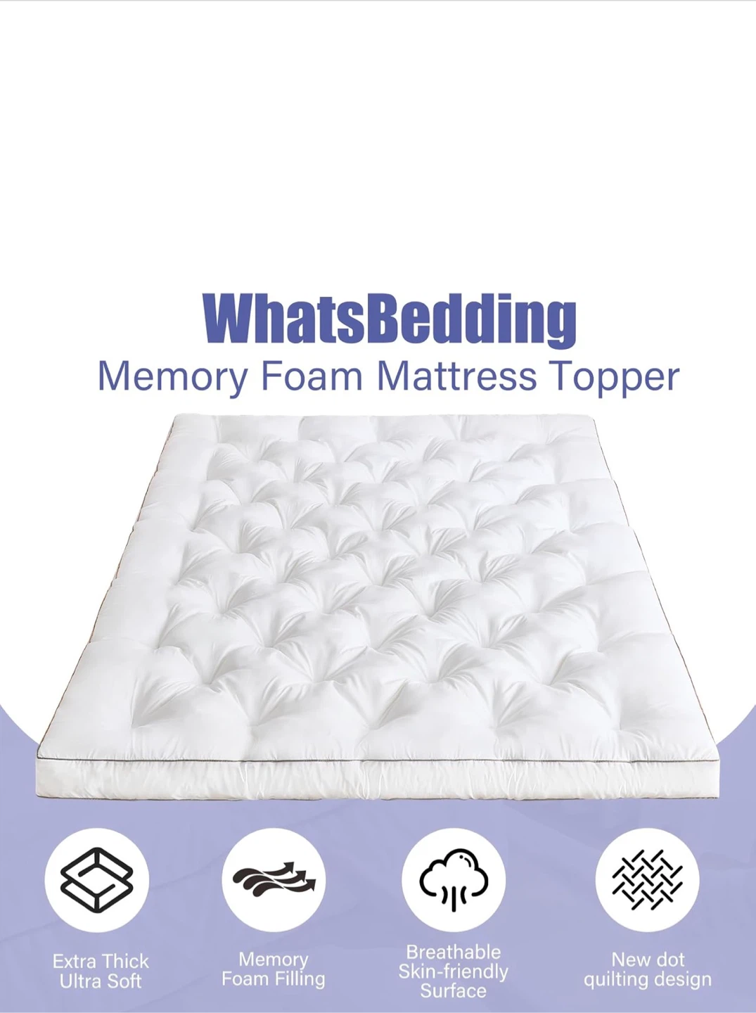 WhatsBedding Memory Foam Mattress Topper - photo 4
