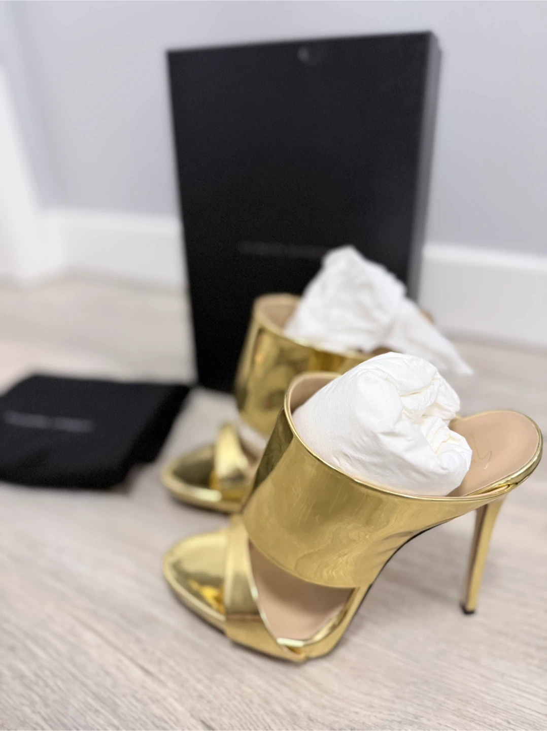 Giuseppe Zanotti Gold Metallic Mule Heels Size 37