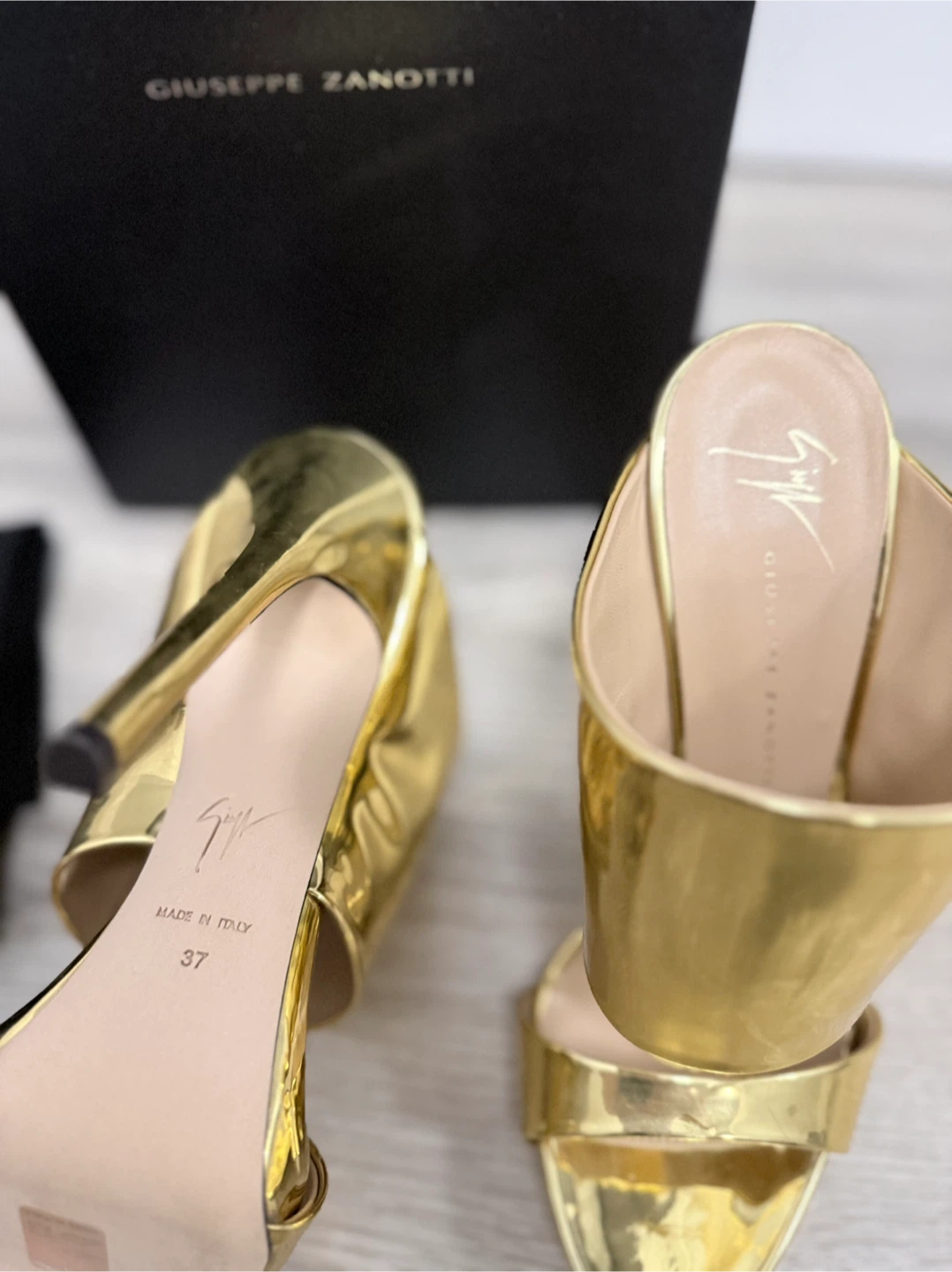 Giuseppe Zanotti Gold Metallic Mule Heels Size 37 - photo 5