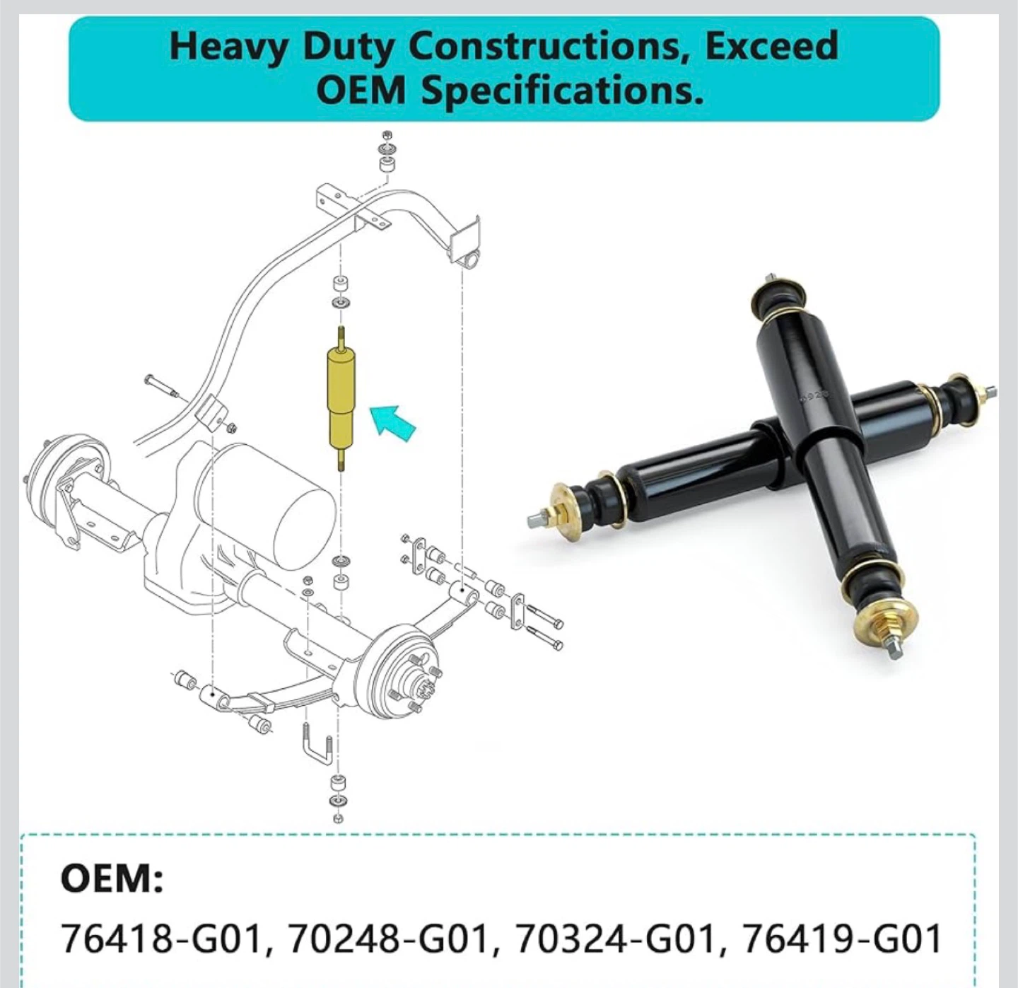 Golf Cart Front and Rear Shock Absorbers for EZGO TXT 1994-up - photo 4
