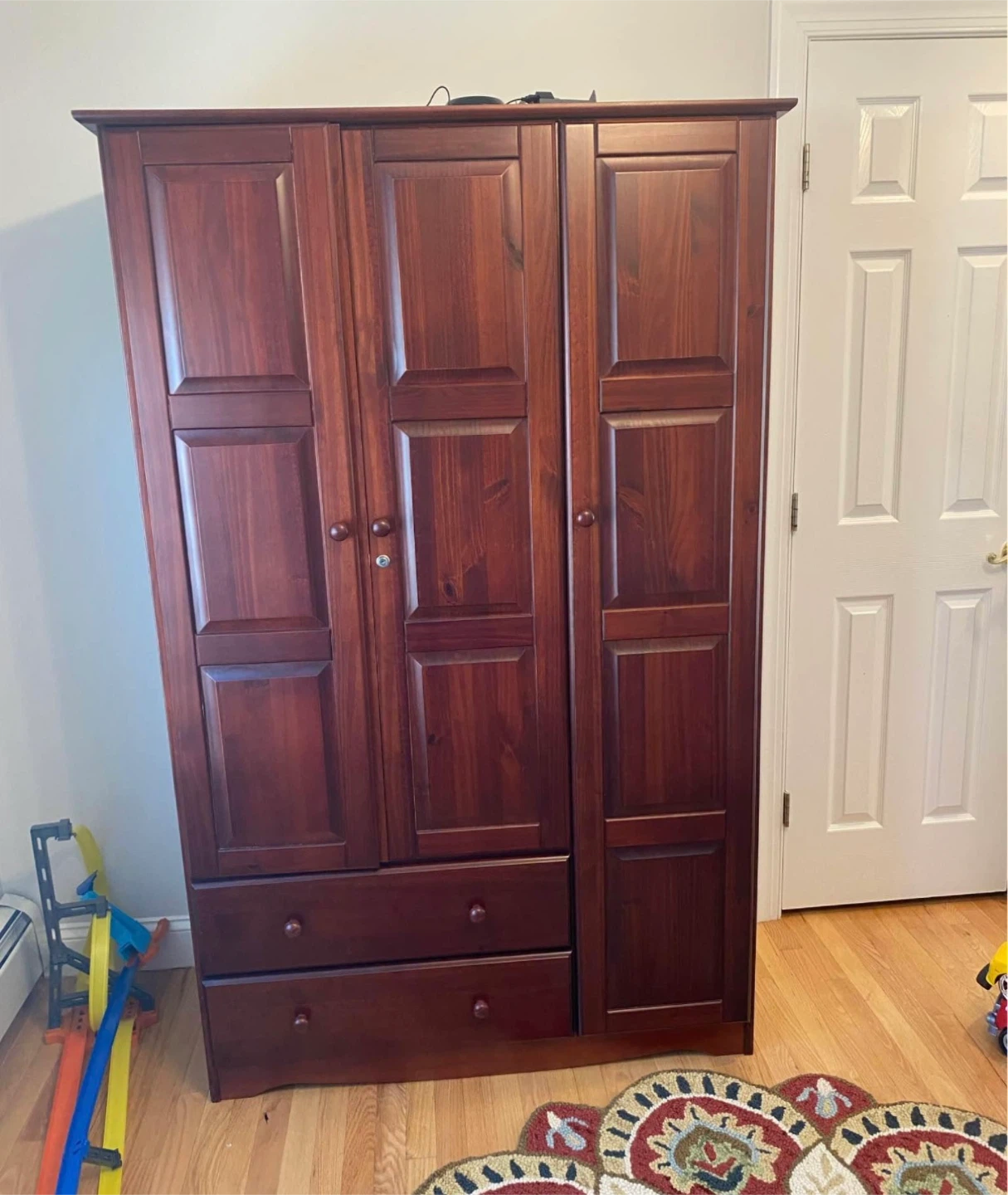 Solid Wood Wardrobe with Drawers