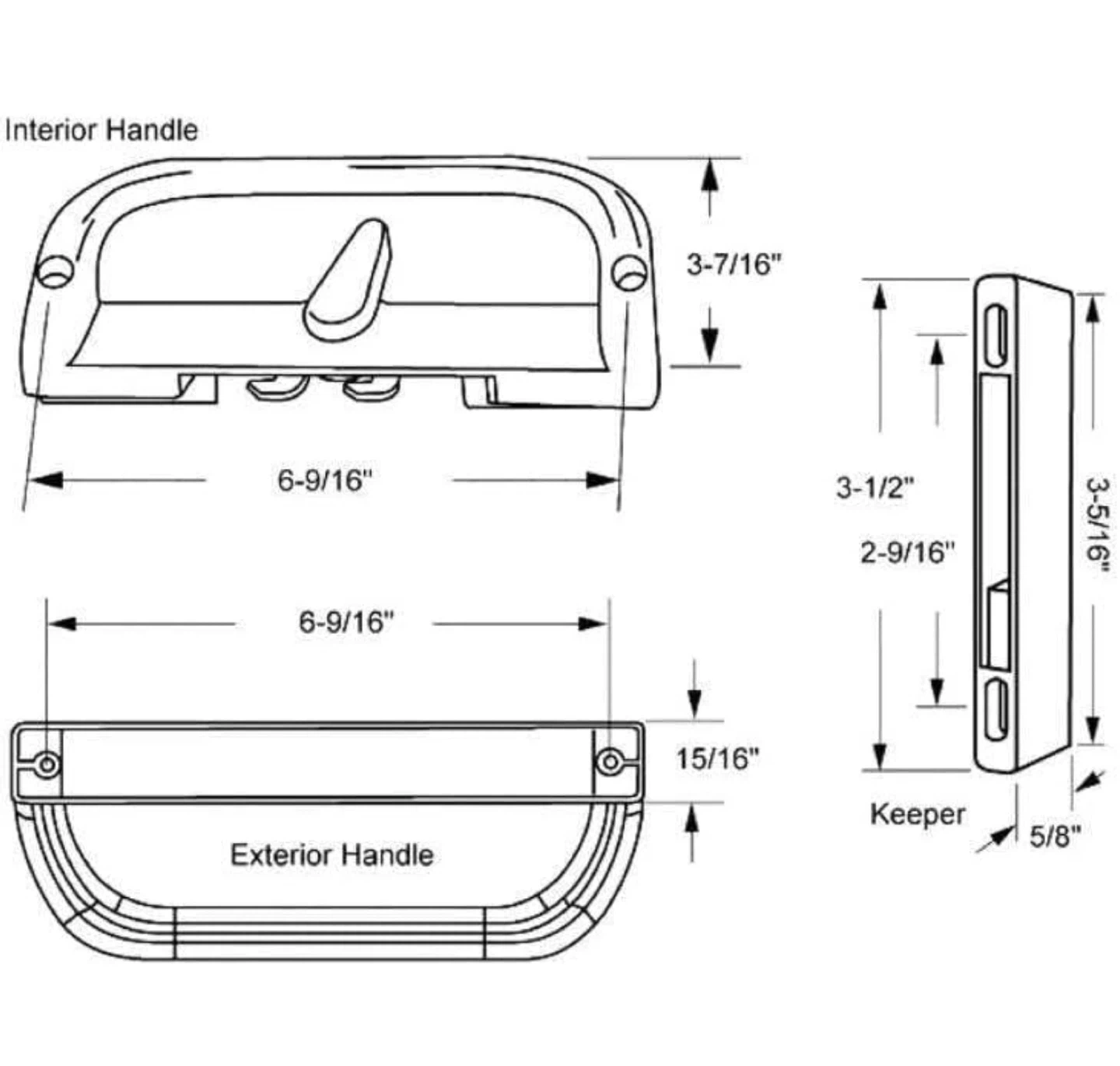 Truth Hardware Sliding Patio Door Handle - White - photo 4