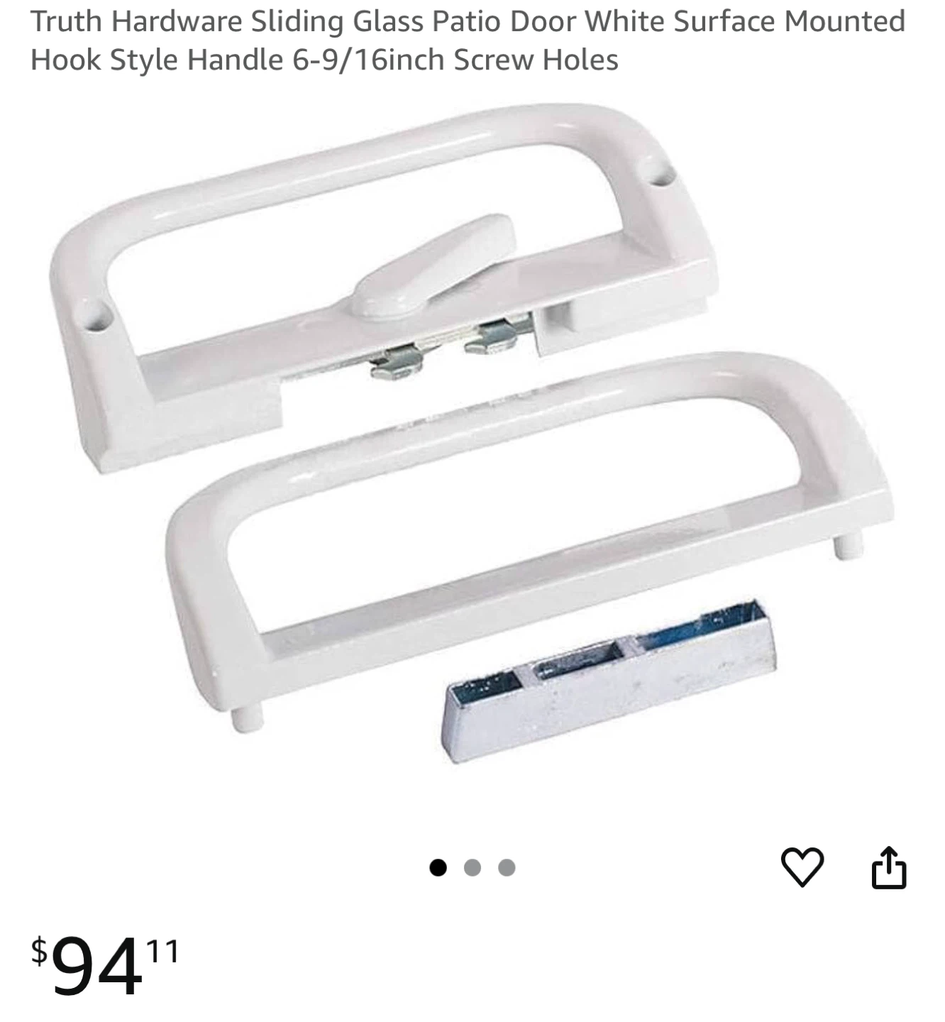 Truth Hardware Sliding Patio Door Handle - White