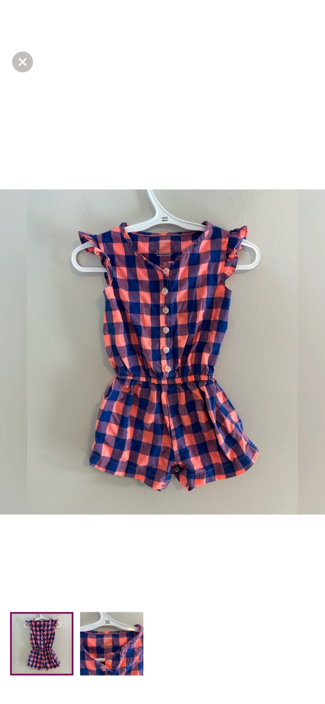 Carter's Baby Girls Gingham Romper Size 18m