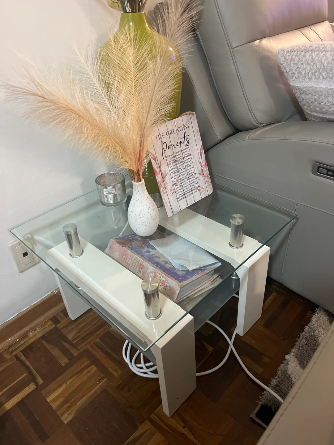 2 Modern Glass and White Coffee Tables - photo 3