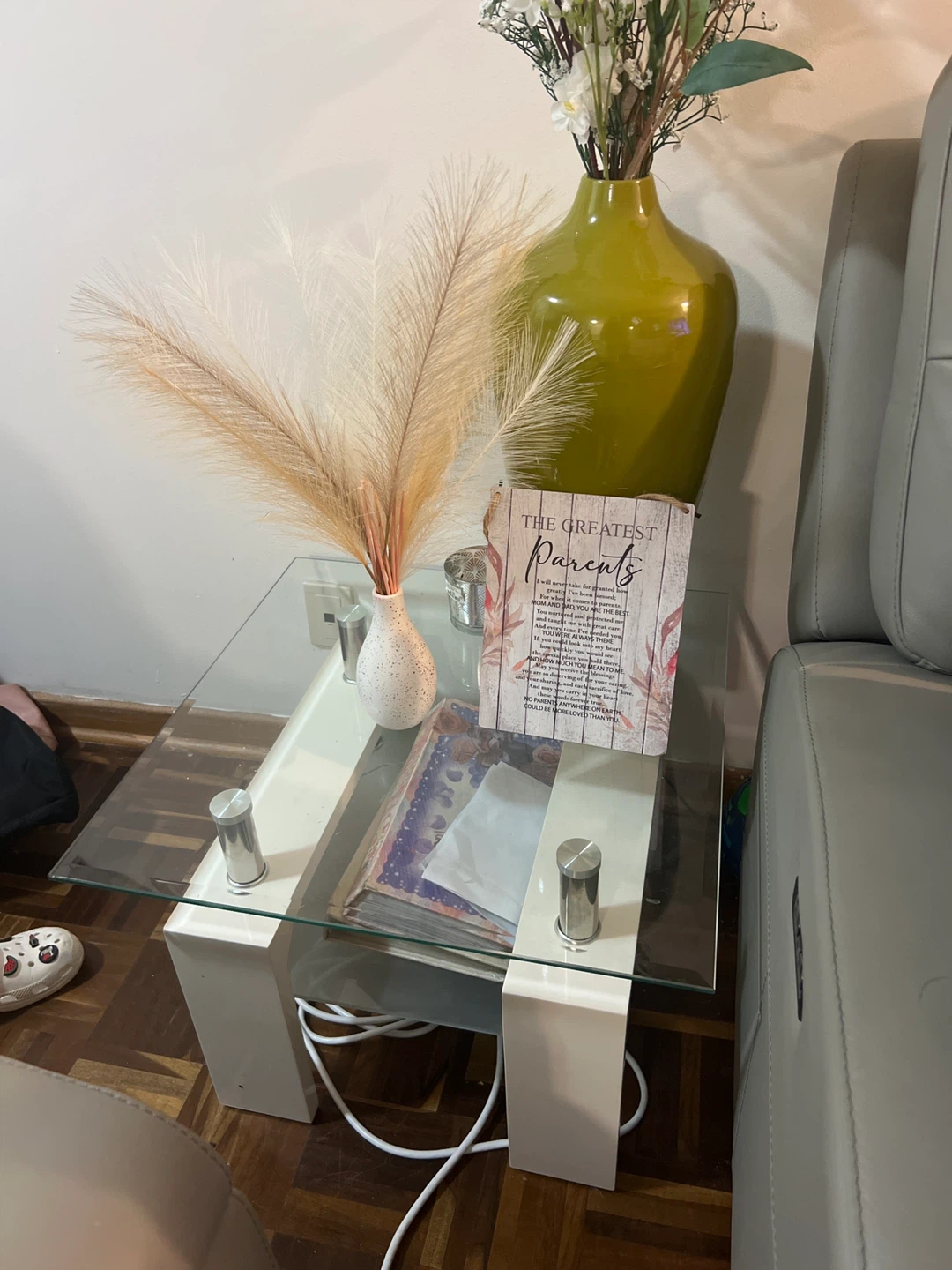 2 Modern Glass and White Coffee Tables - photo 4