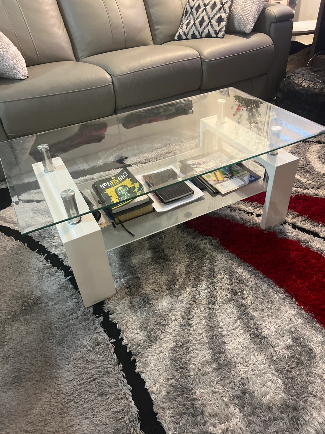 2 Modern Glass and White Coffee Tables