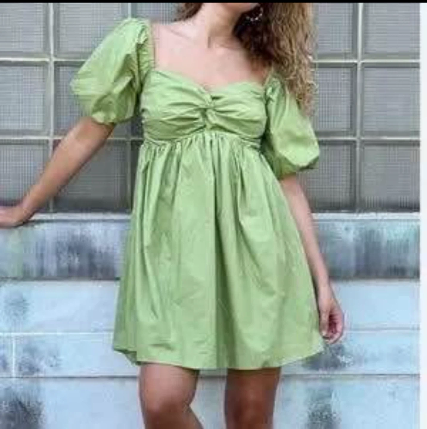 BRAND NEW En Saison Green Puff Sleeve Dress Size S - photo 2