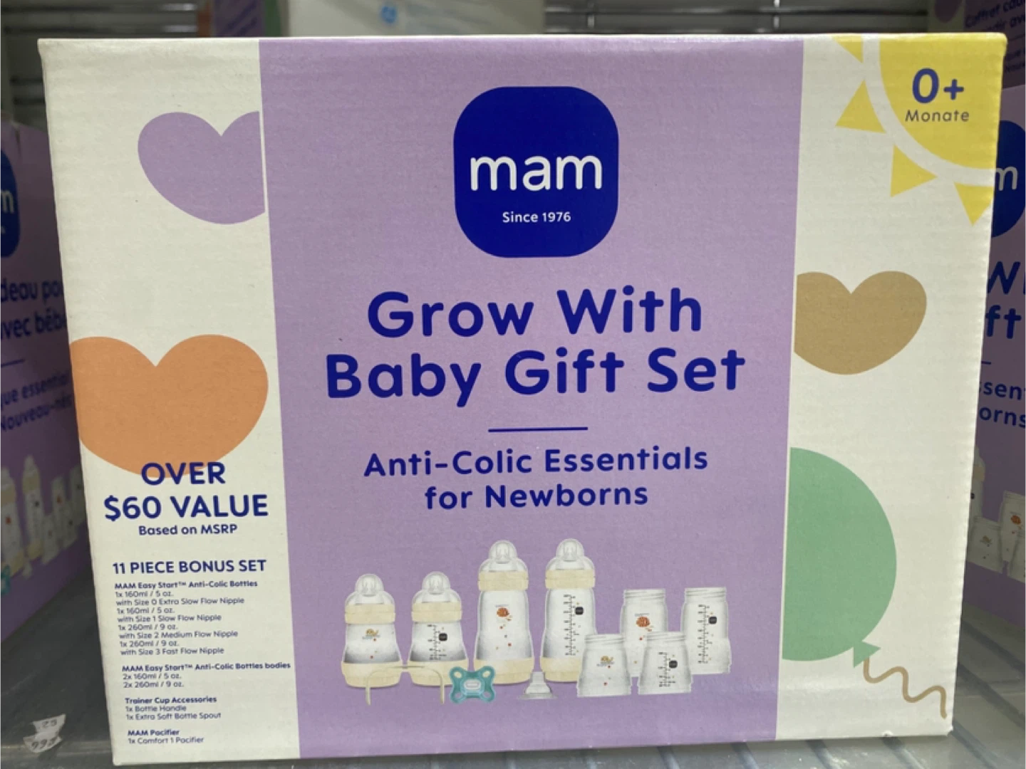 MAM Grow With Baby Gift Set - Anti-Colic Essentials for Newborns