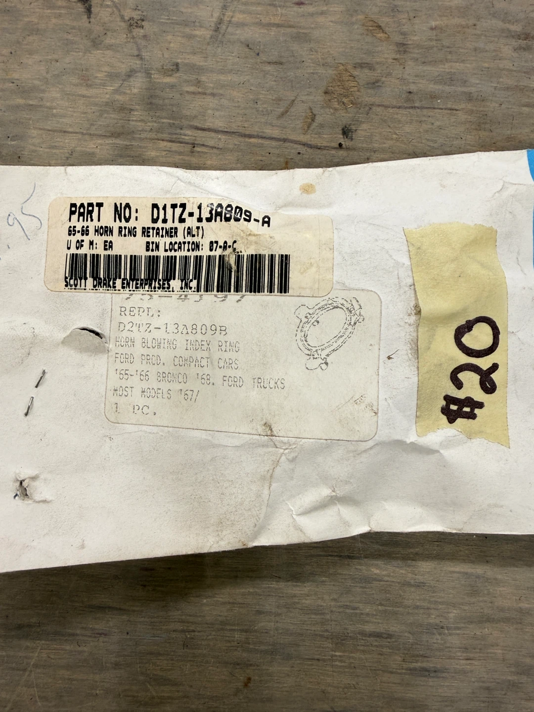 Ford Mustang Horn Blowing Index Ring D1TZ-13A809-A
