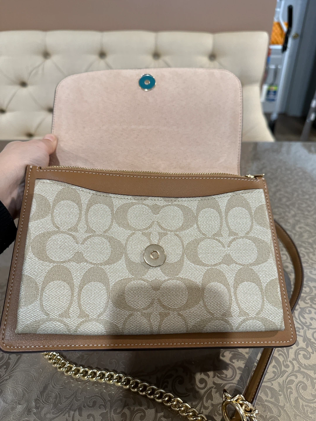 Coach Shoulder Bag - White & Brown Signature Print - photo 2