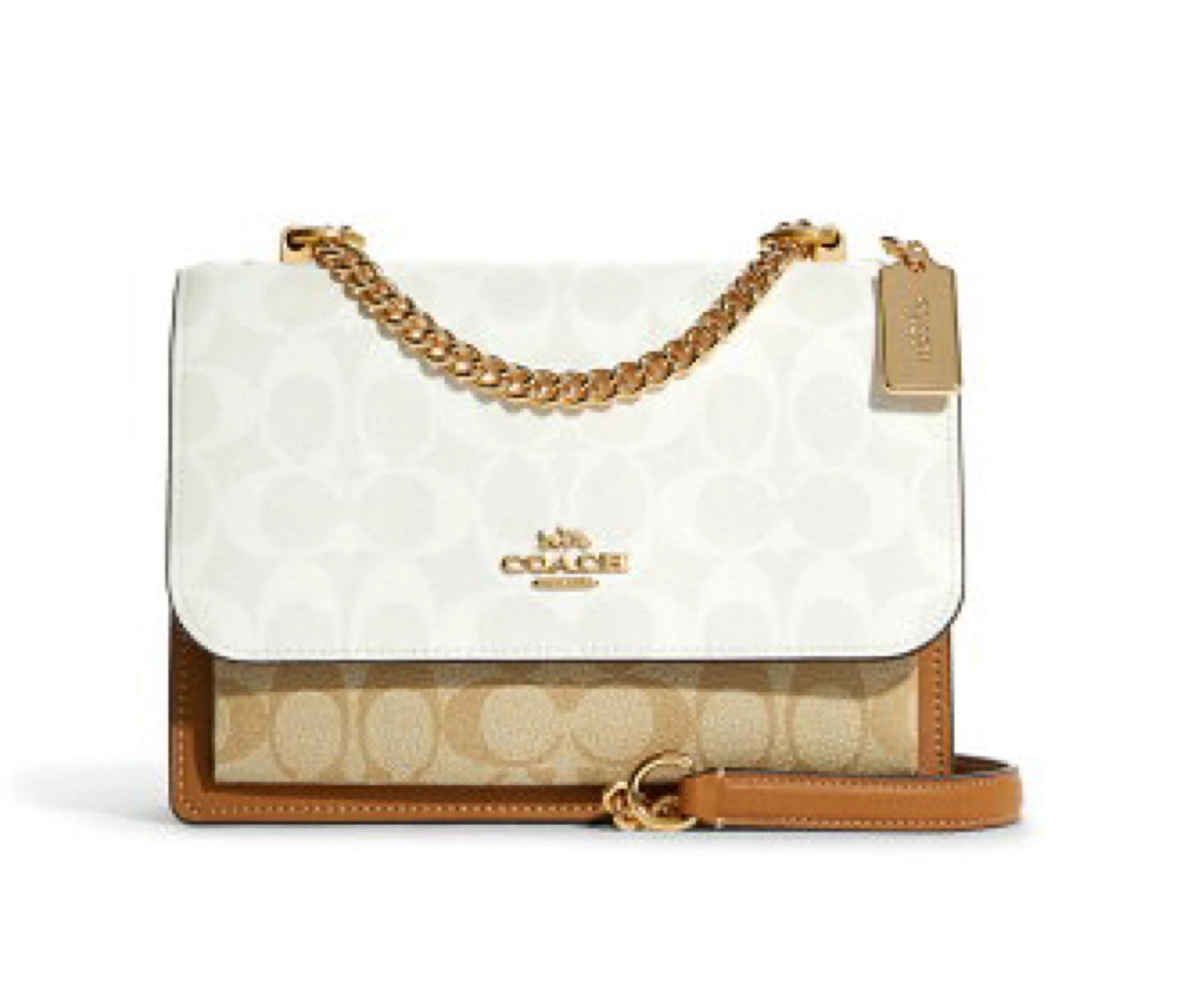 Coach Shoulder Bag - White & Brown Signature Print