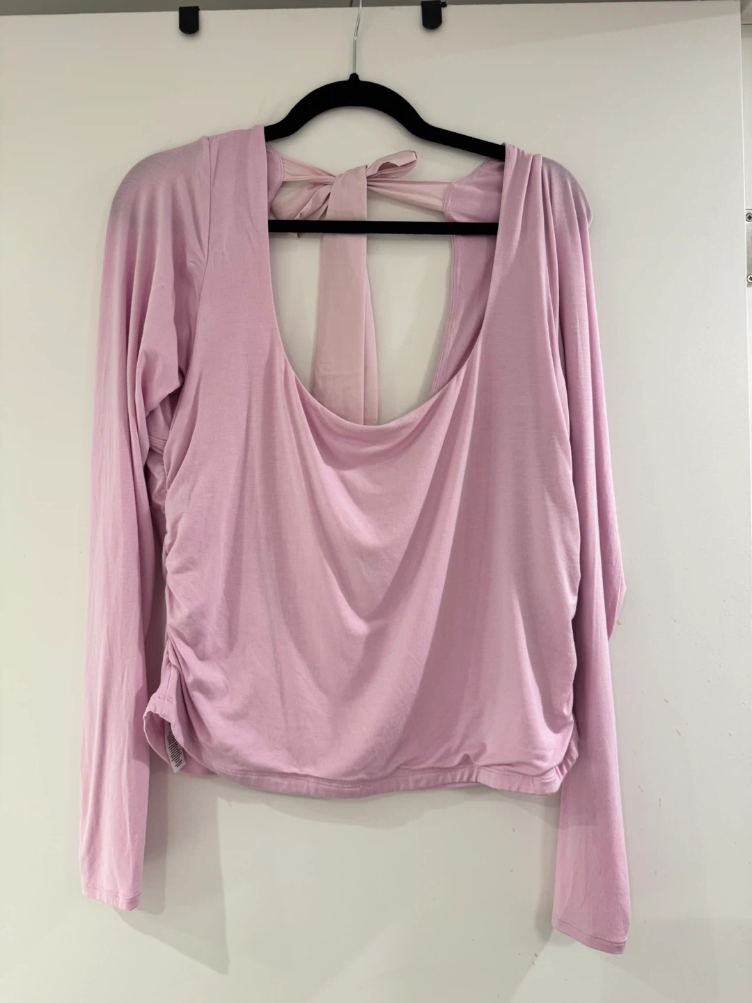 Blogilates Pink Long Sleeve Top with Bow Back