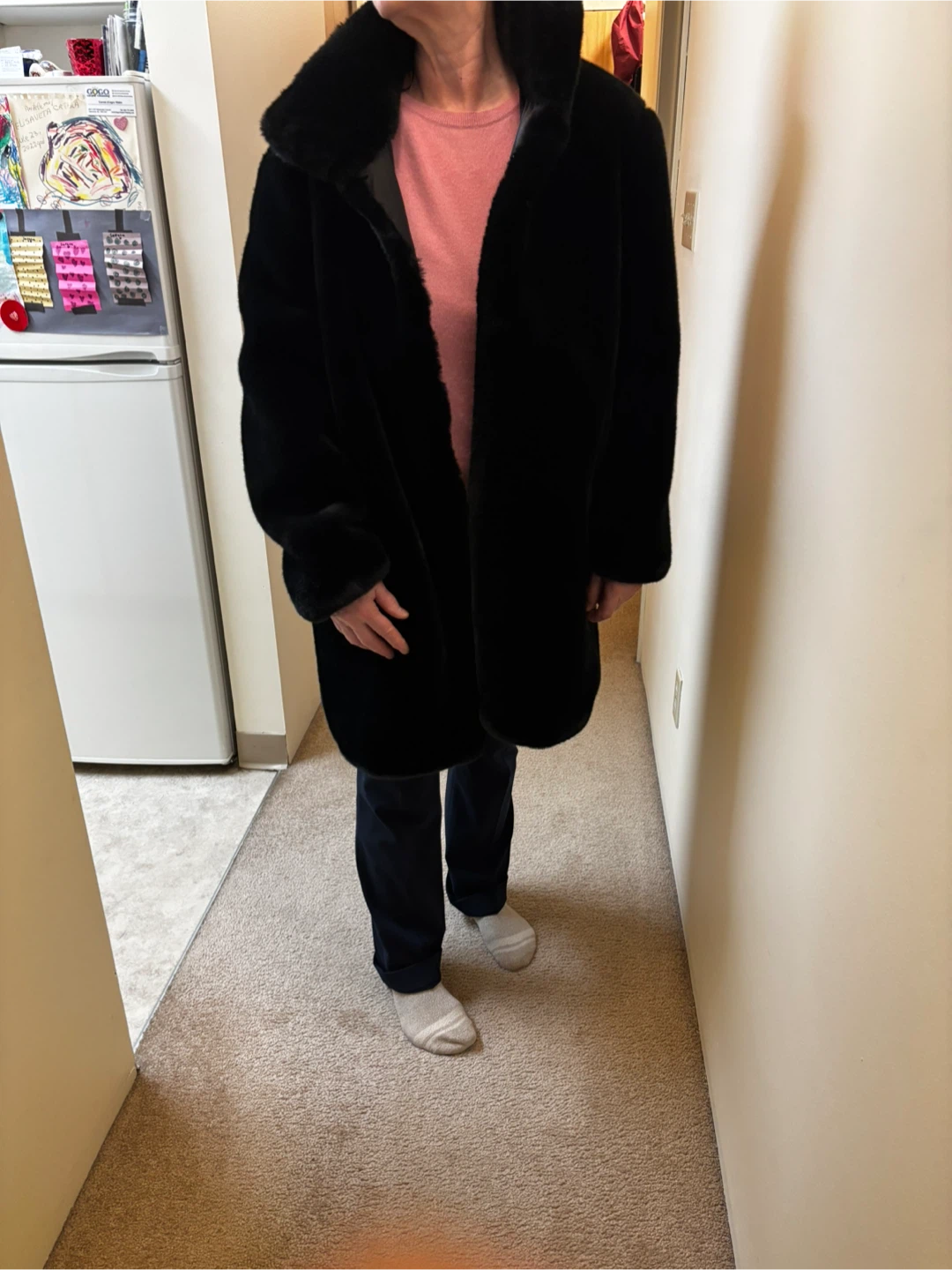 Black Faux Fur Coat