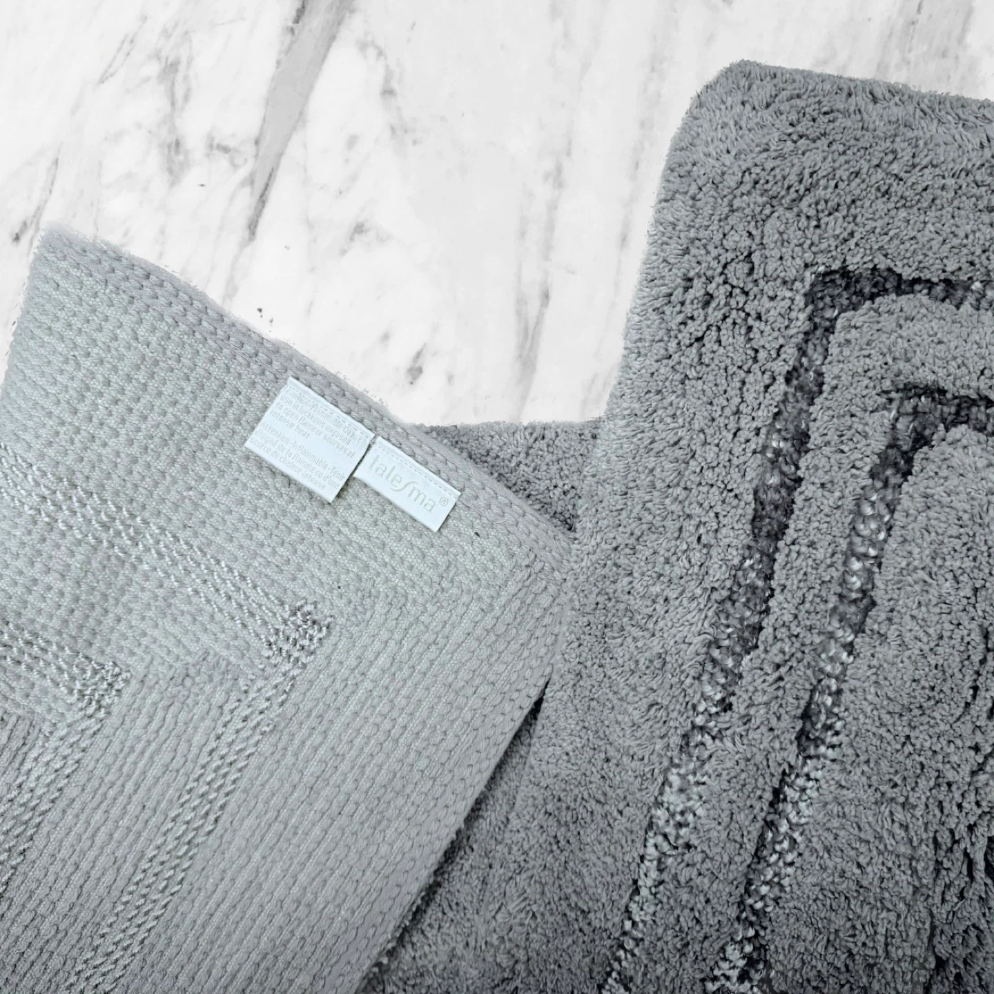 NEW “Talesma” Set of 2 Luxury Bath Rugs - Marble Grey - photo 2