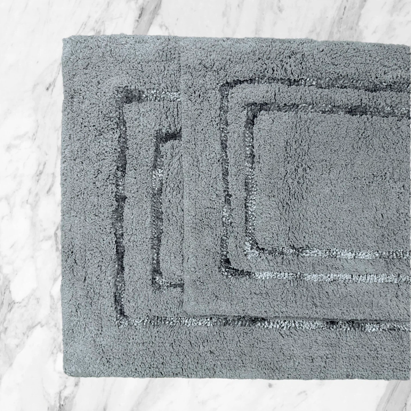 NEW “Talesma” Set of 2 Luxury Bath Rugs - Marble Grey