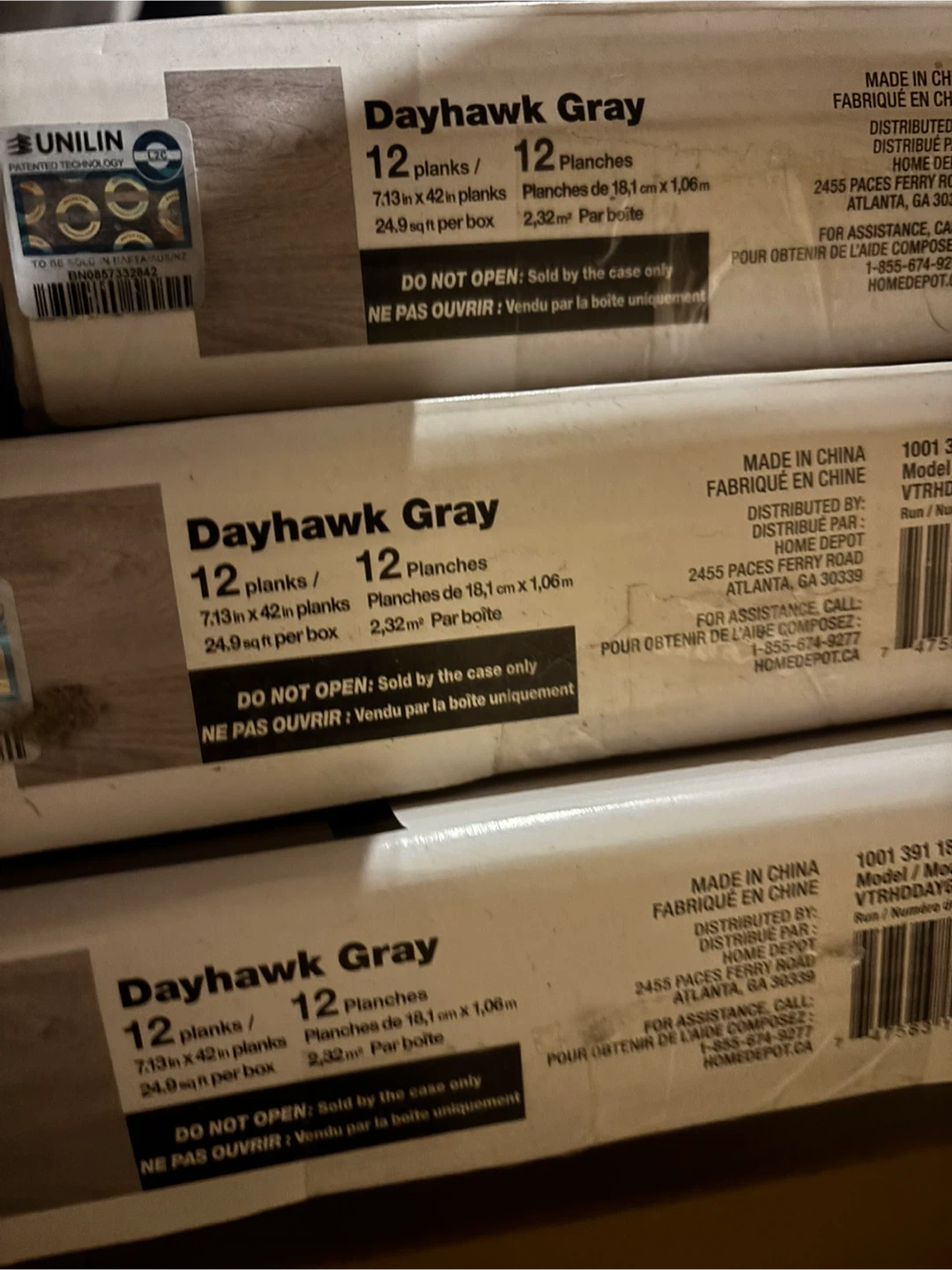 TrafficMASTER Dayhawk Gray Plank Flooring 75sqft 3.5 boxes