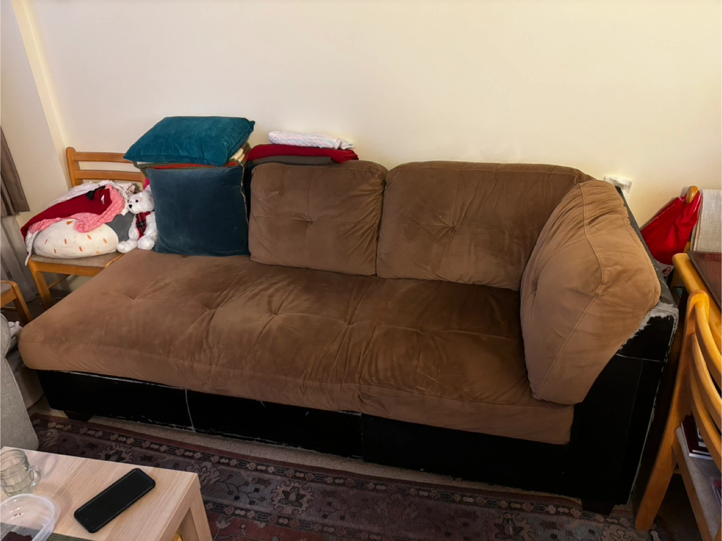 Brown Tufted Sofa only one half