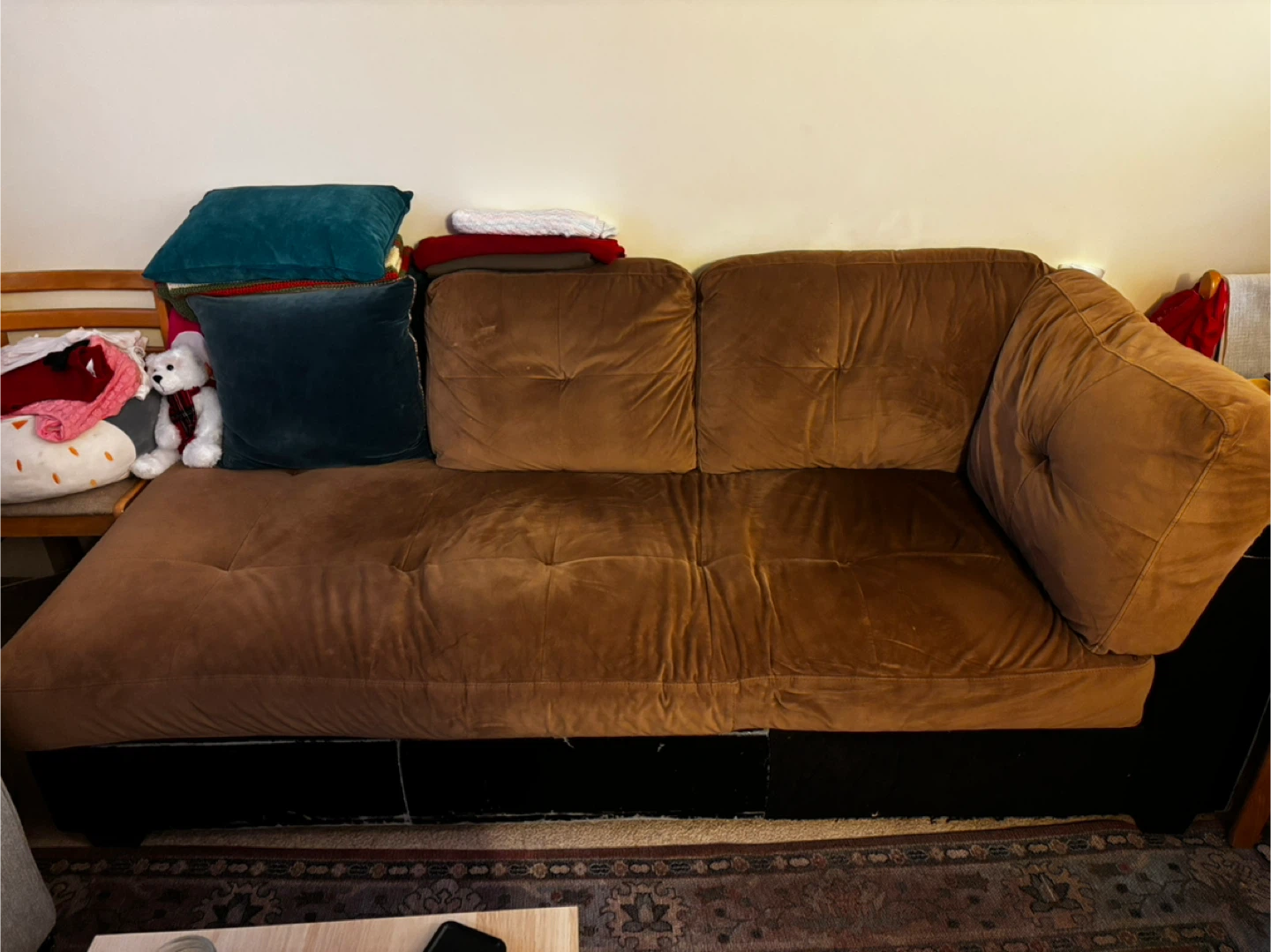 Brown Tufted Sofa only one half - photo 2