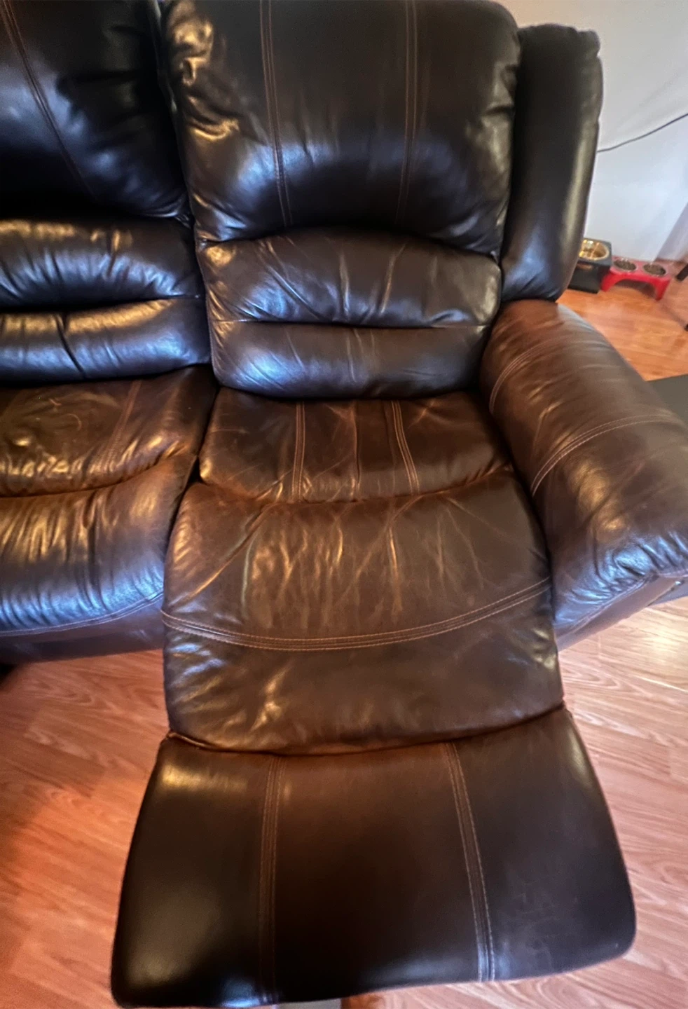 Brown Leather Sectional Recliner Sofa - photo 4