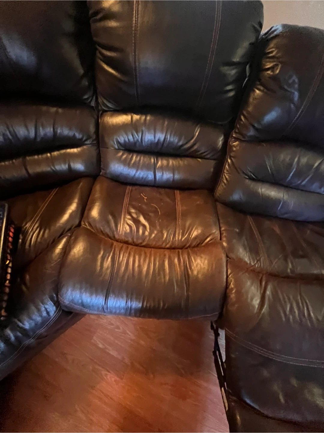 Brown Leather Sectional Recliner Sofa - photo 5