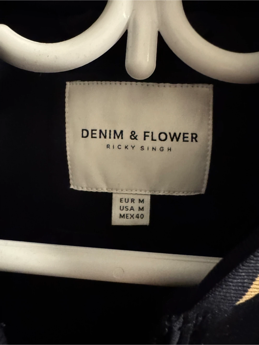 Denim & Flower Bomber Jacket - Size Medium - photo 4
