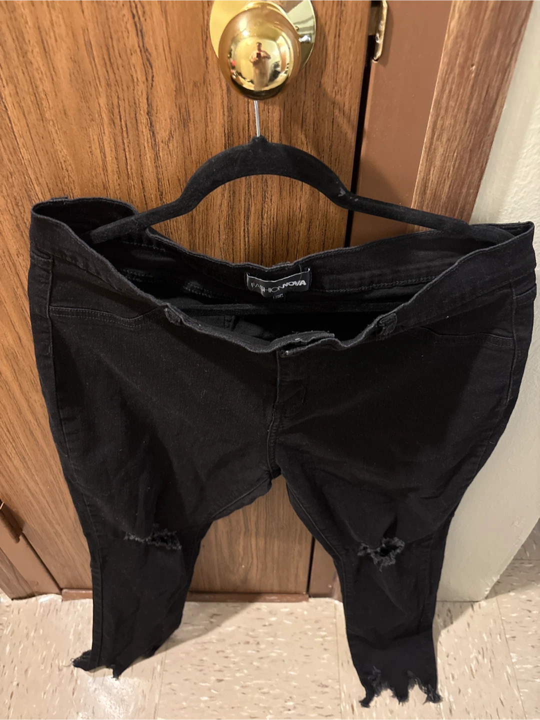 Fashion Nova Black Ripped Denim Jeans