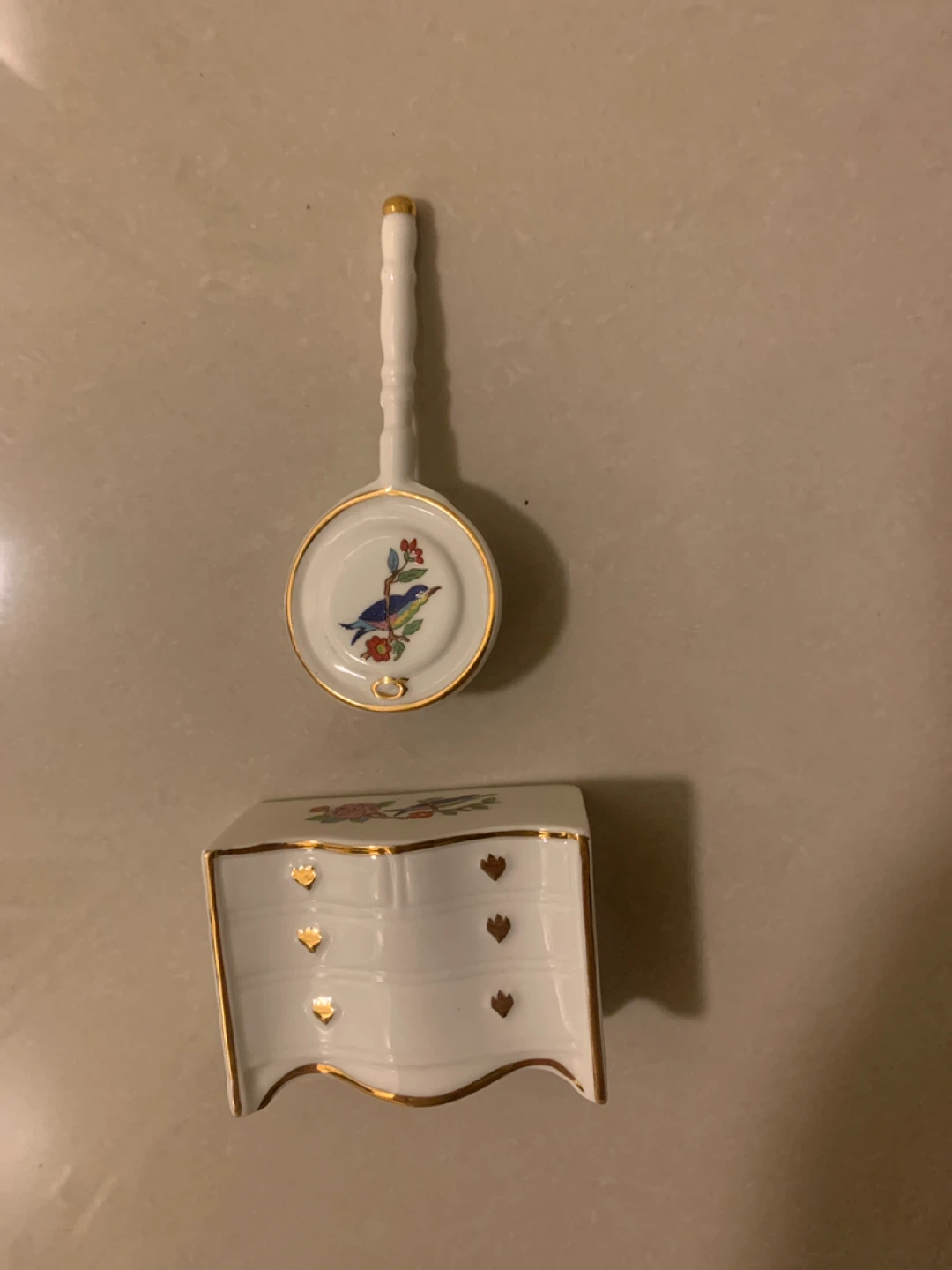 Aynsley Miniature Porcelain Spoon and Dresser Trinket Dish