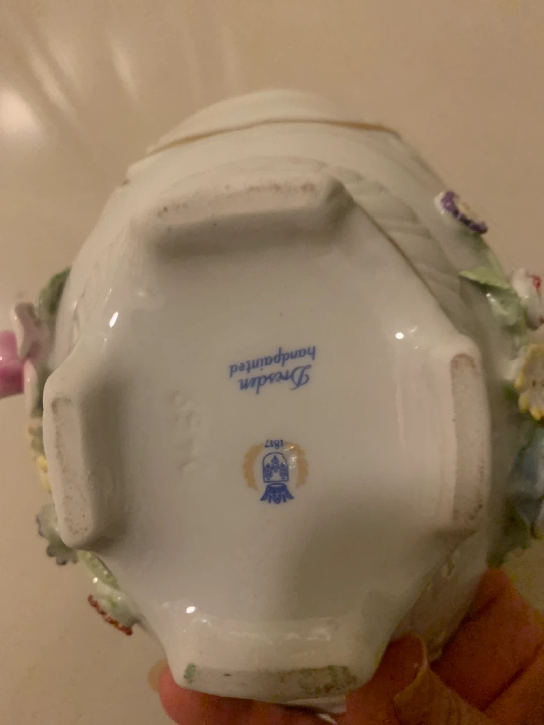Dresden Handpainted Porcelain Basket with Flowers - photo 2