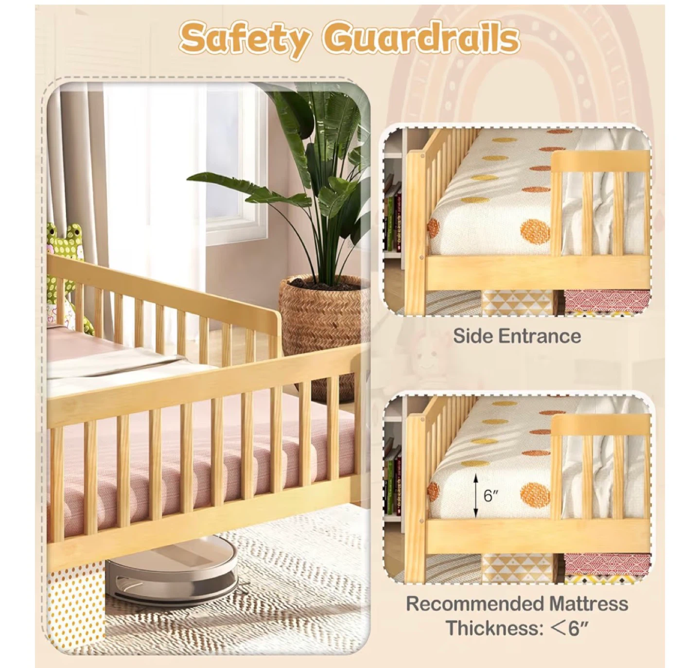 Twin/toddler bed with rails - photo 2