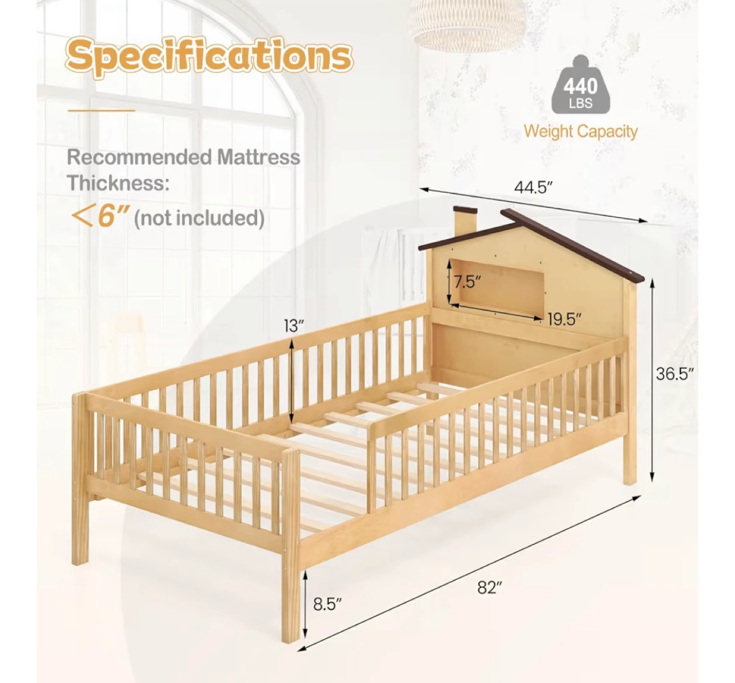 Twin/toddler bed with rails - photo 4