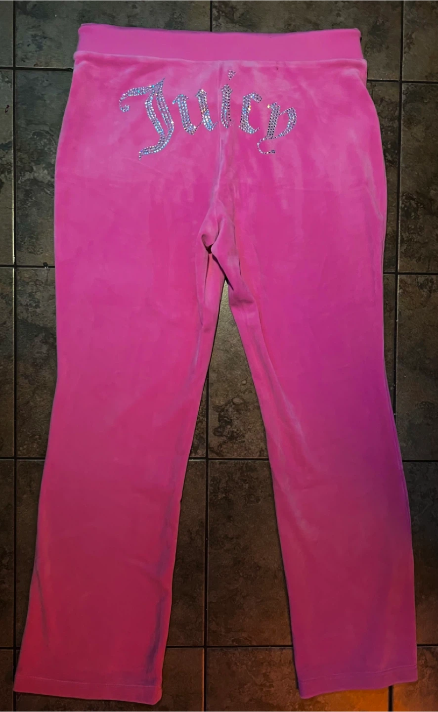 Juicy Couture Pink Velour Track Pants Size L - photo 3