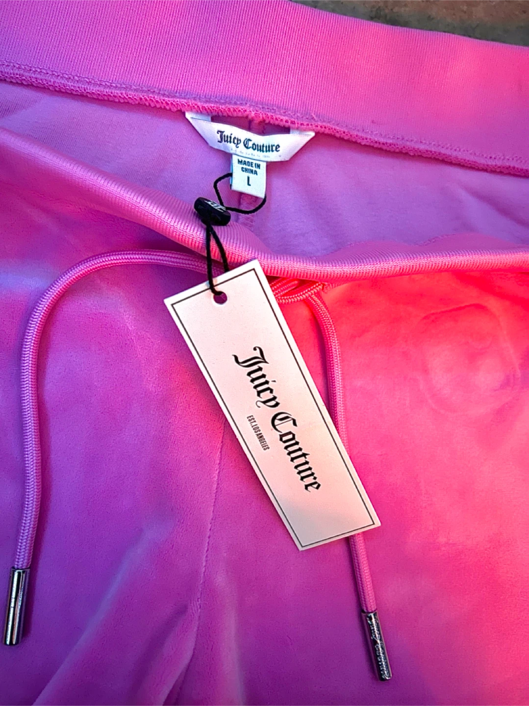 Juicy Couture Pink Velour Track Pants Size L - photo 2
