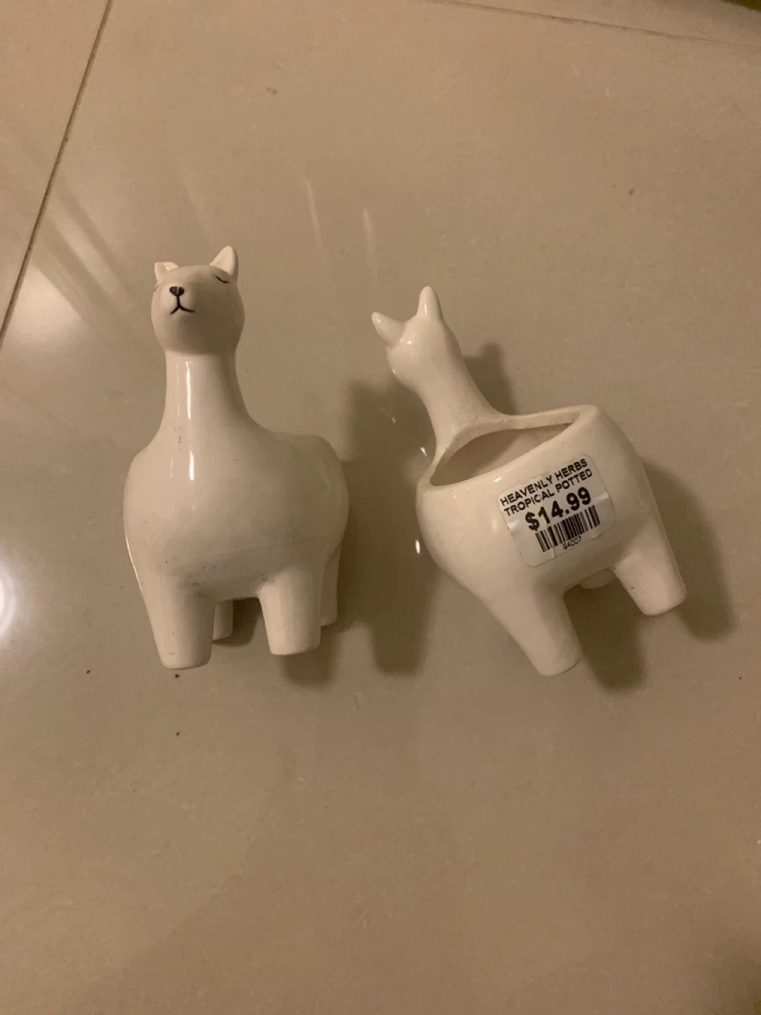White Ceramic Llama Planters (Set of 2)